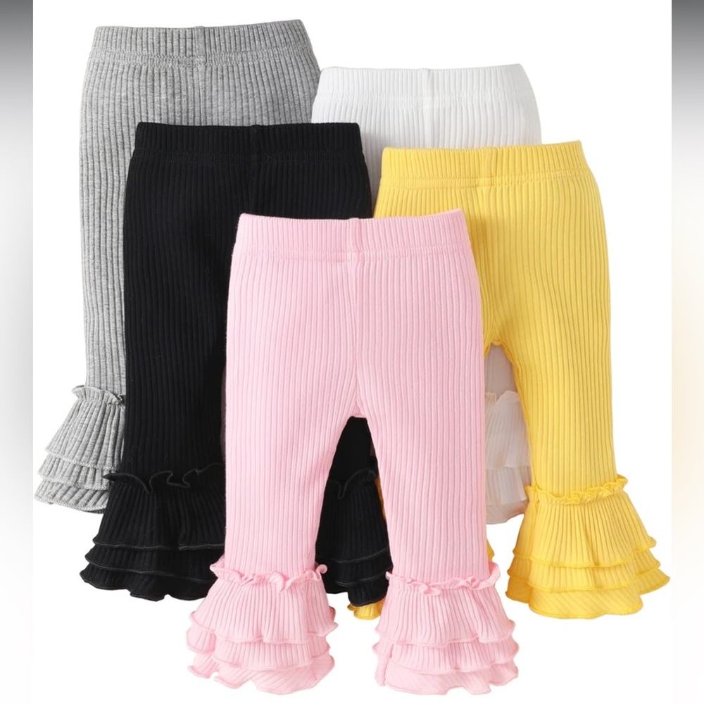 Nwot Baby Girl 0-3 months‎ Stretchy Flare Pants 5-Pack